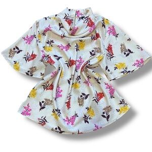 NWT Ann Taylor Cream Blush Floral Cowl Neck Office Blouse - Small